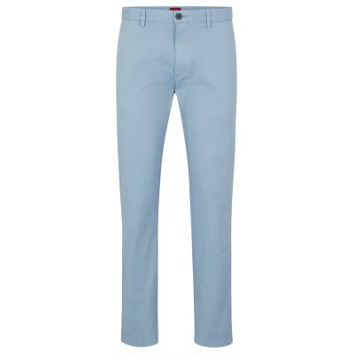 Hugo Boss men's slim-fit trousers in stretch cotton gabardine, light blue (50468314-451)