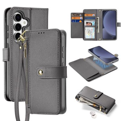 11. Dux Ducis Lawa Leather Case for Samsung Galaxy S25+ with Detachable Magnetic Wallet - Gray