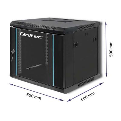 2. 19" 9U 600 x 500 x 600 black wall-mounted rack cabinet