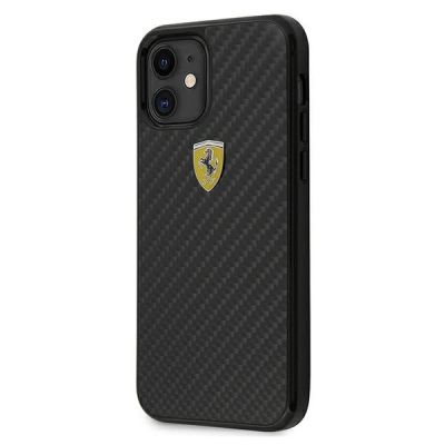 2. Ferrari FERCAHCP12SBK iPhone 12 mini 5.4" black/black hardcase On Track Real Carbon