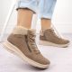 6. Beige waterproof leather ankle boots for women – Rieker L7701-24