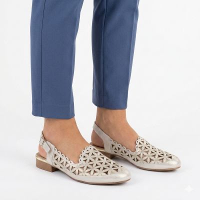 5. Women's low-heeled openwork gold sandals Jezzi ASA222-16