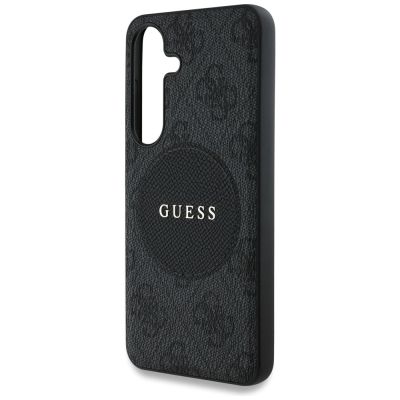 6. Guess 4G Round Patch Classic Logo MagSafe case for Samsung Galaxy S25 black