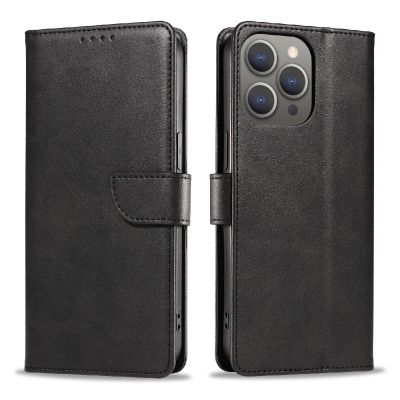 5. Leather Book Case for iPhone 16 - black