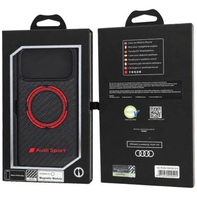 4. Audi RSQ Carbon Fiber Sport Red Circle MagSafe Case for iPhone 18 Pro Max / 17 Pro Max - Black