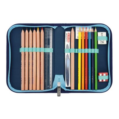 4. Herlitz SoftLight Plus Greenline Blue Ice School Backpack Set Girl Polyester Blue, Navy (Navy)