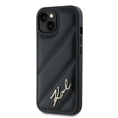 2. Karl Lagerfeld Diagonal Quilted Script case for iPhone 15 / 14 / 13 - black