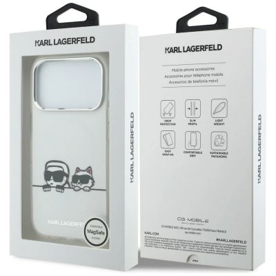 8. Karl Lagerfeld IML Karl & Choupette Peekaboo Logo MagSafe Case for iPhone 17 Pro Max - White