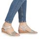 6. Women's gold leather wedge sandals Remonte by Rieker R6266-90