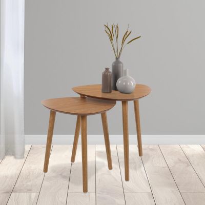 9. COFFEE SIDE TABLE SET WITH WOODEN TOP