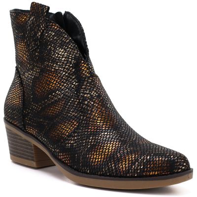 Women's cowboy boots snake print black M.Daszyński MR2382