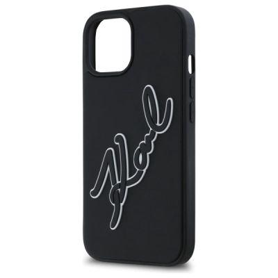 6. Karl Lagerfeld 3D Rubber Signature iPhone 15 Case - Black