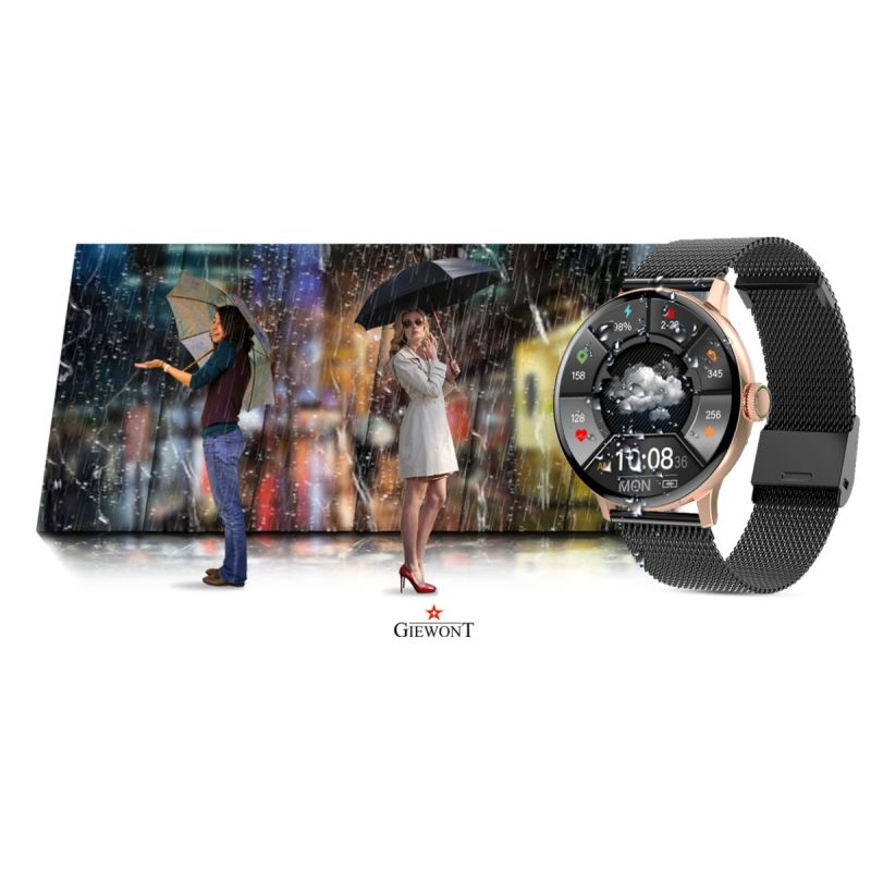 16. GIEWONT Women's Smartwatch Rose Gold Black GW330-4