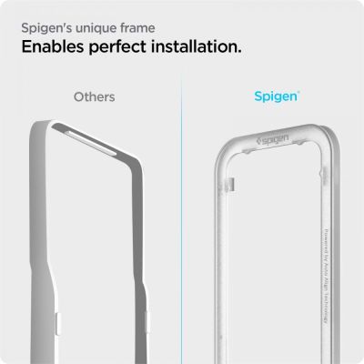 6. Spigen ALM Glass FC tempered glass for iPhone 13 / 13 Pro / 14 / 16e / 17e - black 2 pcs.
