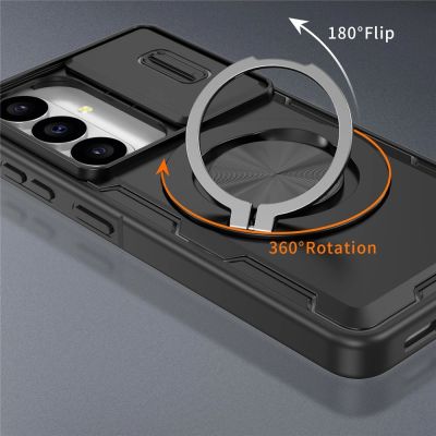 4. Samsung Galaxy S26 Case with Sliding Camera Cover and Swivel Stand Compatible with MagSafe - Black