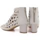 4. Women's suede ankle boots with openwork, open toe, beige M.Daszyński MR1954-15