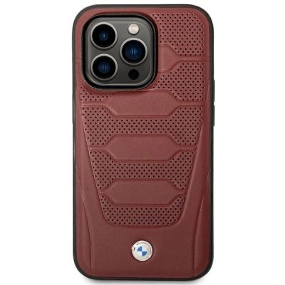 3. Case BMW BMHMP14L22RPSR iPhone 14 Pro 6.1" Burgundy/burgundy Leather Seats Pattern MagSafe