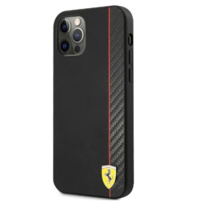 2. Ferrari FESAXHCP12LBK iPhone 12 Pro Max 6.7" black/black hardcase On Track Carbon Stripe