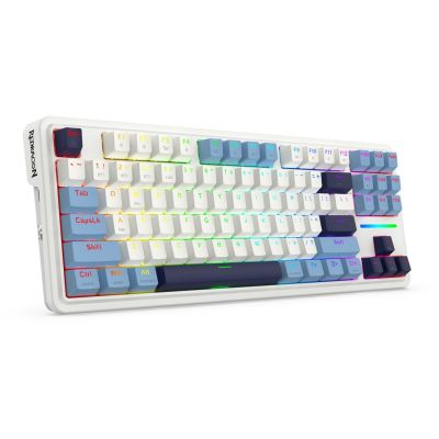 8. REDRAGON K728WBB-RGB-PRO Antonium Pro Keyboard USB + RF Wireless + Bluetooth White, Blue