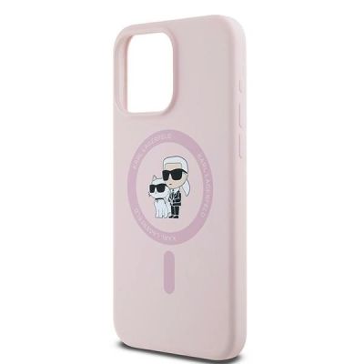 6. Karl Lagerfeld Silicone Karl&Choupette Ring MagSafe Case for iPhone 15 Pro Max - Pink