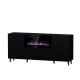 PAFOS chest of drawers with electric fireplace 180x42x82 black matt