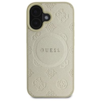3. Guess Saffiano Peony Classic Logo MagSafe case for iPhone 16 - gold