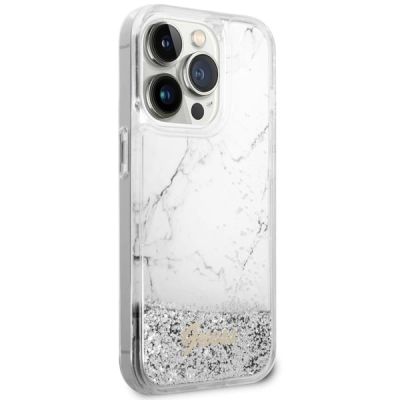 4. Guess GUHCP14LLCSGSGH iPhone 14 Pro 6.1" white/white hardcase Liquid Glitter Marble