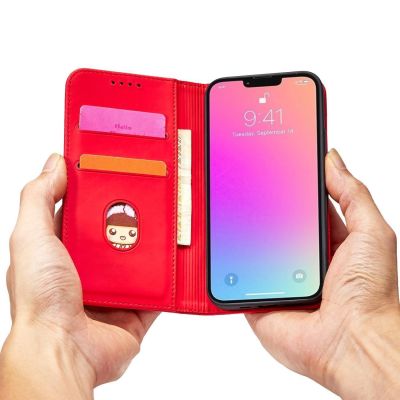 11. Magnet Card Case case for Samsung Galaxy S23+ flip cover wallet stand red