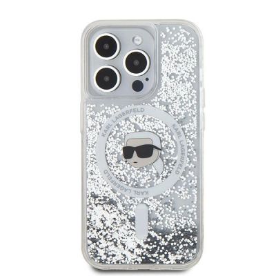 3. Karl Lagerfeld Liquid Glitter Karl Head MagSafe case for iPhone 15 Pro Max - transparent