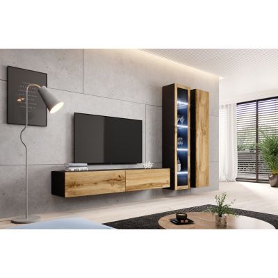 5. TV cabinet VIGO '180' 30/180/40 black/wotan oak