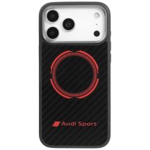 Audi RSQ Carbon Fiber Sport Red Circle MagSafe Case for iPhone 17 Pro Max - Black