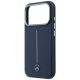 6. Mercedes Leather Semi Wrap Iconic Line MagSafe Case for iPhone 17 Pro Max - Navy Blue