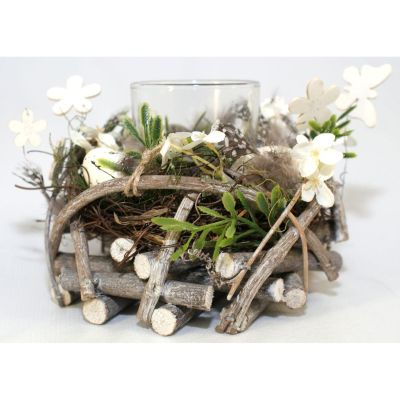 5. DECORATIVE FEATHER CANDLE HOLDER 16cm for TEA LIGHT