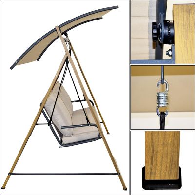 12. 2-PERSON GARDEN AND BALCONY SWING 194x136x173CM SAND
