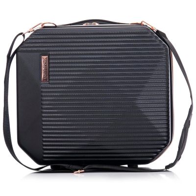 2. COSMETIC BAG + HANDBAG SET ABS T5821-6 BLACK SEMI LINE