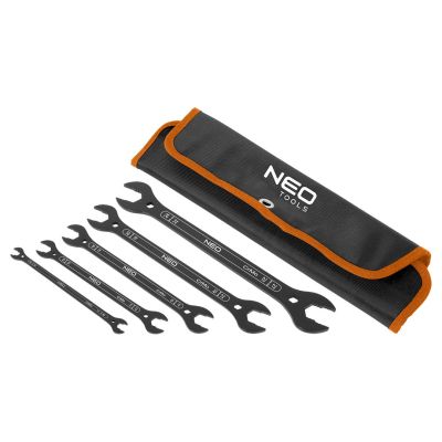 Double-ended super-thin open-end wrenches, 4 in 1, 6 - 27 mm (20 sizes), set of 5.
