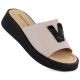 Women's beige leather wedge sandals Vinceza 66950