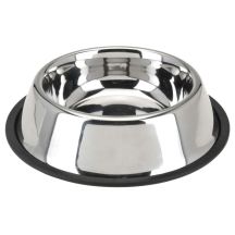 DOG AND CAT BOWL STAINLESS STEEL 25CM RUBBER BASE