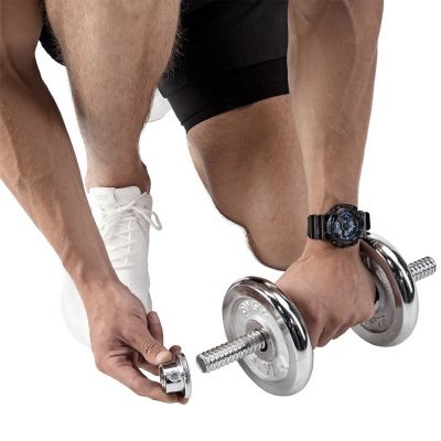 23. Dumbbells in a case HMS STC21 2 x 10 kg chrome