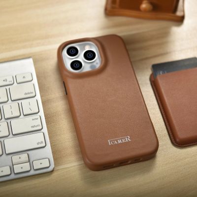 26. iCarer CE Premium Leather Folio Case iPhone 14 Pro Magnetic Flip Leather Folio Case MagSafe brown (WMI14220714-BN)