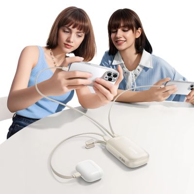 6. Baseus EnerFill FC21 Qpow 3 Ultra 10000mAh 22.5W Powerbank with attached cable lanyard - beige