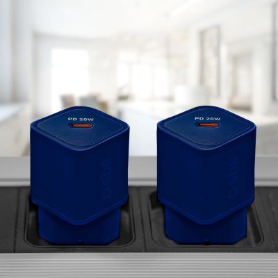 3. SBS TETRGAN1C20B 20W GaN Wall Charger with Power Delivery - Blue
