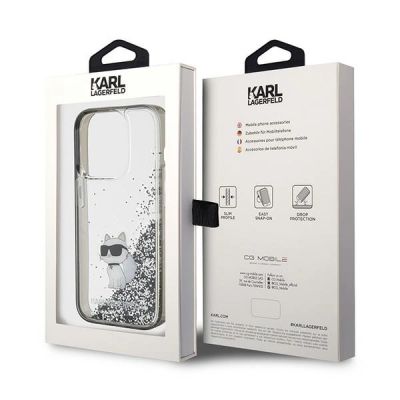 8. Karl Lagerfeld Liquid Glitter Choupette case for iPhone 15 Pro Max - transparent