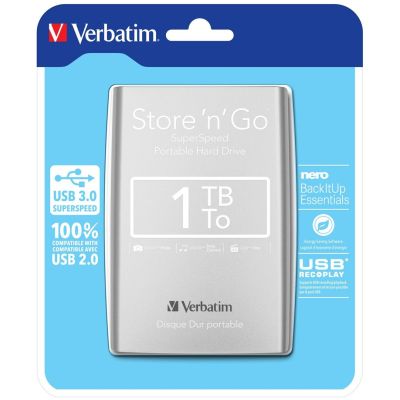 8. Verbatim Store 'n' Go external hard drive 1000 GB Silver