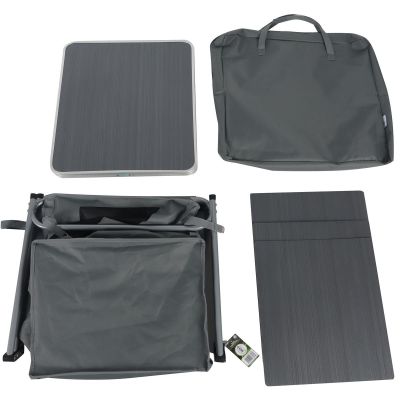 2. FOLDABLE TRAVEL CABINET WITH 3 SHELVES 60x51x98CM ENERO CAMP