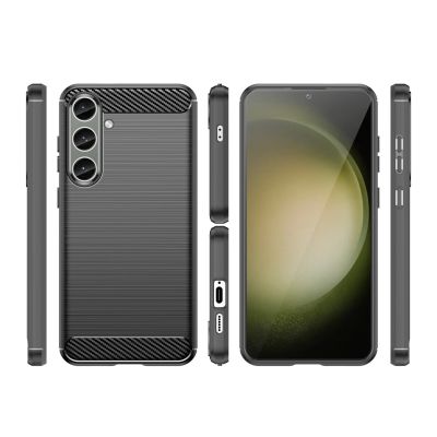 8. Case for Carbon Case Samsung Galaxy S24+ flexible silicone carbon cover - black