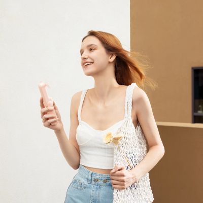 6. Jisulife Handheld Fan Life8 Plus Portable USB Fan with Power Bank Function 4500mAh and Flashlight - Pink