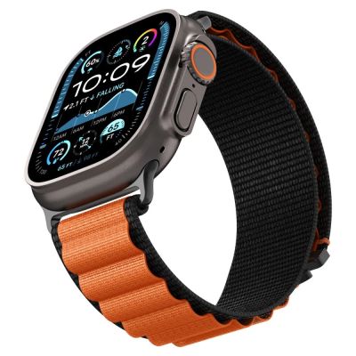 8. Spigen WBF1 Strap for Apple Watch 44 / 45 / 46 / 49 mm - Black and Orange