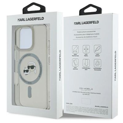 8. Karl Lagerfeld IML Metal Karl&Choupette Head MagSafe Case for iPhone 16 Pro Max - Black