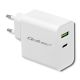 QOLTEC WALL CHARGER 45W | 5-20V | 2.4-3A | USB TYPE C PD | USB | WHITE